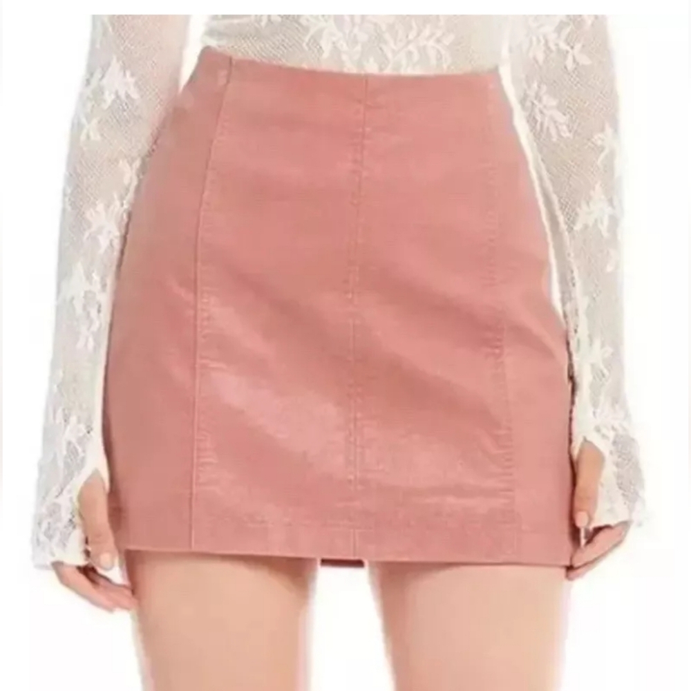 Free People Pink Vegan Suede Mini Skirt